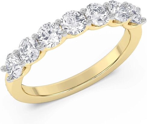 TANACHE 1-3 Carat LAB-GROWN Diamond Non Certified 7 Stone Ring for Women in 14K Gold Or Platinum, EF-VS Clarity, 4 Prong Round Brilliant Diamond Rings, Elegant Anniversary or Bridal Jewelry Gift in Saudi Arabia