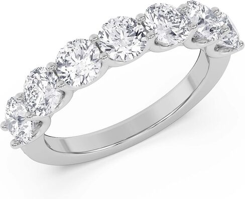 TANACHE 1-3 Carat LAB-GROWN Diamond Non Certified 7 Stone Ring for Women in 14K Gold Or Platinum, EF-VS Clarity, 4 Prong Round Brilliant Diamond Rings, Elegant Anniversary or Bridal Jewelry Gift in Saudi Arabia