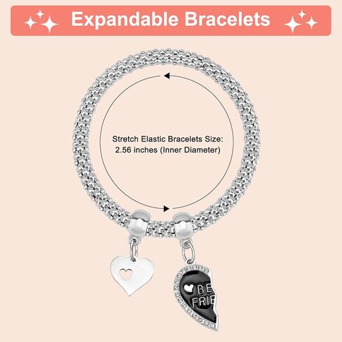 2 قطعة أفضل صديق سوار الصداقة أساور مجموعة من 2 هدايا أخت من الأخت عيد ميلاد عيد الميلاد هدية التخرج للمرأة Bff Bestie الصداقة هدية لأفضل صديق تمتد المجوهرات in Kuwait