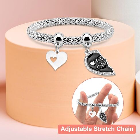 2 قطعة أفضل صديق سوار الصداقة أساور مجموعة من 2 هدايا أخت من الأخت عيد ميلاد عيد الميلاد هدية التخرج للمرأة Bff Bestie الصداقة هدية لأفضل صديق تمتد المجوهرات in Kuwait