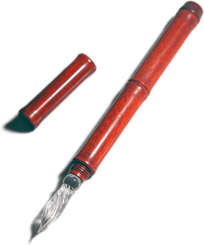 قلم غمس زجاجي مصنوع يدويًا من Number72 - قلم أسطواني ناعم ذو طرف حلزوني كريستالي لكتابة رسم الخط المميز وقلم زجاجي خشبي (بني) in Kuwait