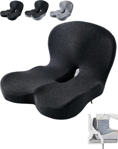 Ergonomic Orthopedic Cushion for Tailbone Pain Relief, with Memory Foam, Car Seat Cushion with Waist Support, Non-Slip, Breathable, Washable Cover (Black) in Saudi Arabia