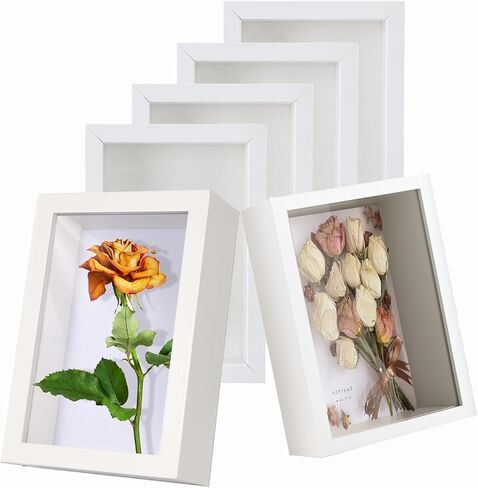 6 Pack 4x6 Shadow Box Frame Display Box, Small Wooden Frame Memory Display Box, 1.2-inch Deep Photo Display Box, Used for Dried Flowers, DIY Handicrafts, Souvenirs, Medals (White) in Kuwait