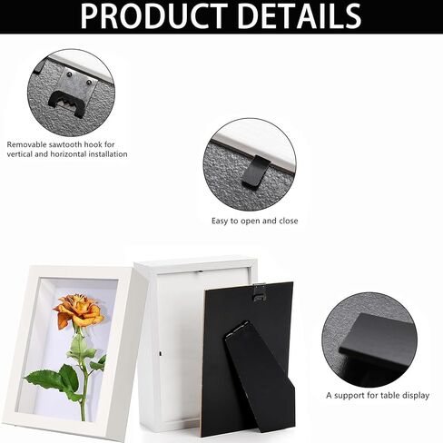 6 Pack 4x6 Shadow Box Frame Display Box, Small Wooden Frame Memory Display Box, 1.2-inch Deep Photo Display Box, Used for Dried Flowers, DIY Handicrafts, Souvenirs, Medals (White) in Kuwait
