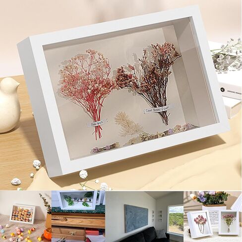 6 Pack 4x6 Shadow Box Frame Display Box, Small Wooden Frame Memory Display Box, 1.2-inch Deep Photo Display Box, Used for Dried Flowers, DIY Handicrafts, Souvenirs, Medals (White) in Kuwait
