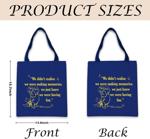 Cute Cartoon Bear Tote Bag, Blue Canvas Handbag, Inspiring Cute Canvas Tote Bag, We Were Making Memories, Reusable, Suitable For Friendship Gifts, Leisure Vacation, Shopping, Work in Saudi Arabia