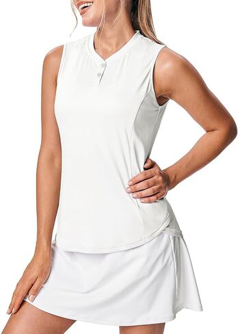 TBMPOY Women's Sleeveless Golf Shirts Ladies Lightweight Quick Dry UPF 50+ Polo Shirts for Tennis Tank Tops in Saudi Arabia