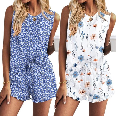 Ekouaer Women Lightweight Summer Pajama Soft Pj Set Sleepwear Tank Top Shorts with Pocket Loungewear Set S-XXL in Saudi Arabia