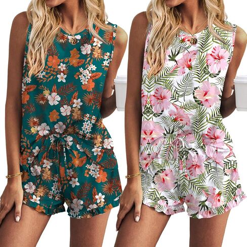 Ekouaer Women Lightweight Summer Pajama Soft Pj Set Sleepwear Tank Top Shorts with Pocket Loungewear Set S-XXL in Saudi Arabia
