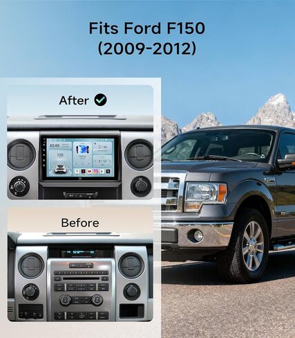 Qualcomm 8core 9inch car Radio Stereo Upgrade for Ford F150 2009 2010 2011 2012 with android12/Touchscreen/wireless carplay/Android auto/5Gwifi/GPS Navigation/Bluetooth/FM/RDS Radio/HD Backup Camera in Kuwait
