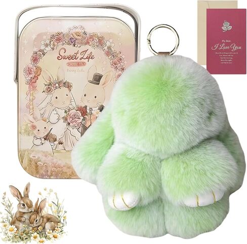 Handmade Soft Bunny Charms, 2026 New Bunny Keychain with Tin, Easter Basket Stuffer, Cute Easter Gift Key Chain in Saudi Arabia