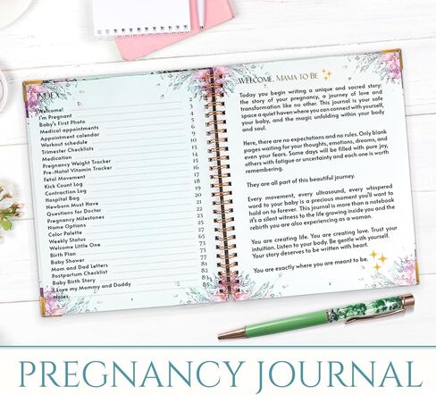 Pregnancy Journal Gift for Expecting Moms 2026 – Elegant Memory Book & Weekly Planner with Floral Pen | Maternity Keepsake Diary for First-Time Moms in Saudi Arabia