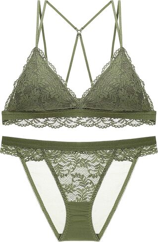 مجموعة ملابس داخلية نسائية من الدانتيل Bralette لاسلكية طويلة الخط مثلثة من الدانتيل واللباس الداخلي in Saudi Arabia