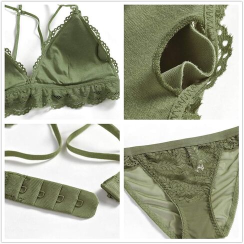 مجموعة ملابس داخلية نسائية من الدانتيل Bralette لاسلكية طويلة الخط مثلثة من الدانتيل واللباس الداخلي in Saudi Arabia