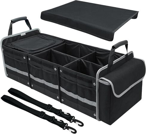 Car Trunk Organizer with Insulated Bag, 3 Compartments Trunk Organizer, 110L Collapsible Trunk Storage Box for SUV Truck Sedan in Saudi Arabia