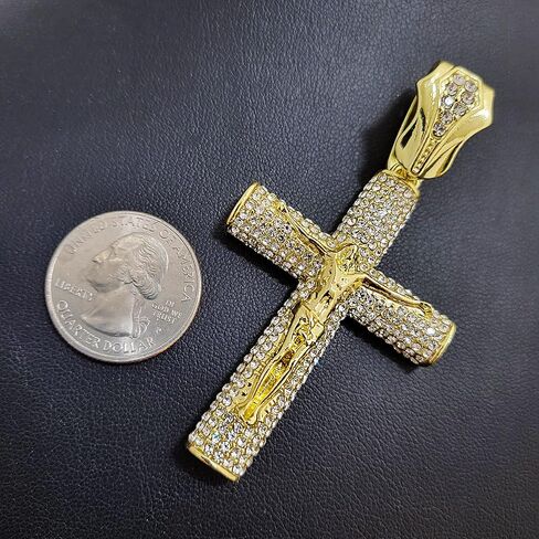 مطلية بالذهب المقدسة يسوع الجسم الصليب قلادة و 13 مللي متر 16 "18" 20 "24" مثلج الكوبي صندوق قفل سلسلة الهيب هوب مجوهرات قلادة in Kuwait