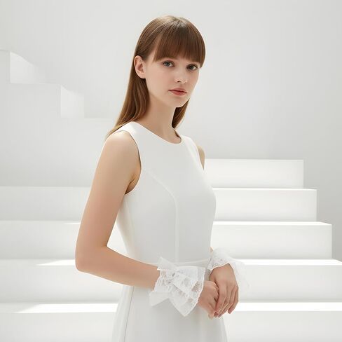 زوج واحد من الأصفاد المكشكشة، قفازات من الدانتيل الأبيض، أصفاد معصم مهرجة، سوار مرن من الدانتيل لحفلات الهالوين وحفلات الزفاف والشاي والنادي الليلي، كم يد مرن، كم يد أبيض للذكرى السنوية in Kuwait