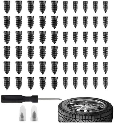 60PCS Tire Nail Repair Kit,Rubber+Steel Vacuum Tire Mending Nail,Self-Service Tire Repair Kit Screw in Tire Plugs Car Accessories for Car,Truck,SUV,Van,Motorcycle in Saudi Arabia