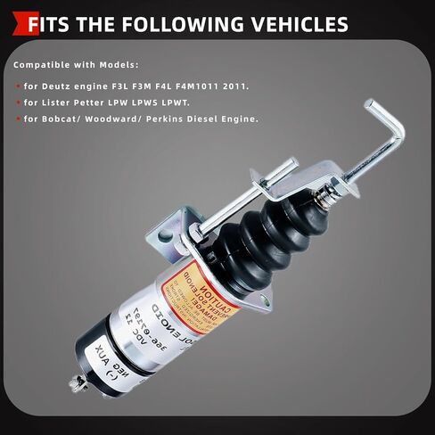 12 فولت إغلاق الوقود الملف اللولبي مناسب لمحرك الديزل Deutz F3L F3M F4L F4M1011 2011 Lister Petter LPW LPWS LPWT إيقاف الملف اللولبي استبدال 366-07197 SA-3405-T 1502-12C7U2B2S1 in Kuwait