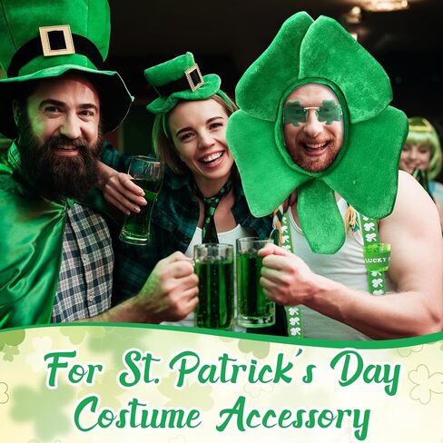 Zeyune 2 Pcs St Patrick's Day Party Costume Green Shamrock Top Hat & Shot Glasses Suspender with Clip Irish Accessories in Saudi Arabia
