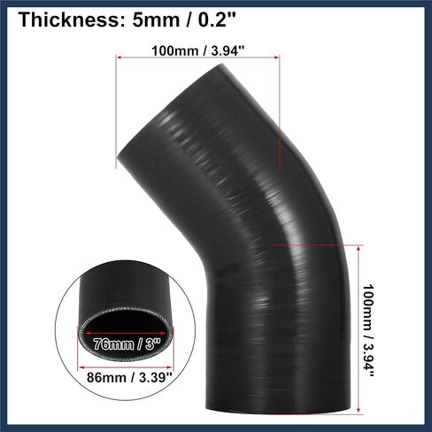 76mm 3" ID 45 Degree Elbow Silicone Reducer Hose Silicone Hose Coupler Intercooler Tube Black for Car Intercooler Intake Piping Stylish Design in Saudi Arabia