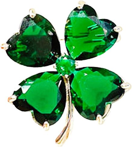 Green Four Leaf Clover Lapel Pin,Rhinestone Shamrock Pin,St. Patrick's Day Pins,Ireland Irish Shamrock Lapel Pins,St. Patrick's Day Good Luck Charm for Men Women Clothing Bags Backpack Hat Decoration, in Saudi Arabia