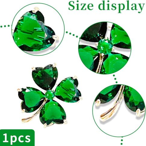 Green Four Leaf Clover Lapel Pin,Rhinestone Shamrock Pin,St. Patrick's Day Pins,Ireland Irish Shamrock Lapel Pins,St. Patrick's Day Good Luck Charm for Men Women Clothing Bags Backpack Hat Decoration, in Saudi Arabia