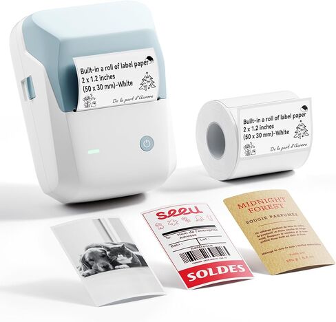 NIIMBOT B1 Pro Label Maker, 300DPI HD Label Printer, Ideal for Photos,Stores,Notes,Study Graphics, Small Business, Built-in a Roll of Label(2 x 1.2 inches-White), Blue in Kuwait