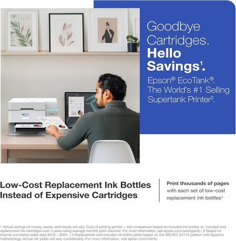 Epson EcoTank ET-3950 Wireless All-in-One Color Supertank Printer with up to 3 Yrs of Ink Refillable Tanks, Perfect for Home Office, 18 PPM, 2.4" Colorful Touchscreen, Auto Feeder (Renewed) in Saudi Arabia
