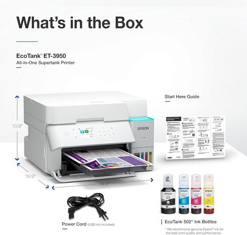 Epson EcoTank ET-3950 Wireless All-in-One Color Supertank Printer with up to 3 Yrs of Ink Refillable Tanks, Perfect for Home Office, 18 PPM, 2.4" Colorful Touchscreen, Auto Feeder (Renewed) in Saudi Arabia