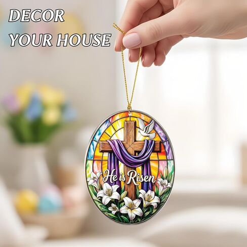 ديكور عيد الفصح، حشوات سلة عيد الفصح، زخرفة متقاطعة مع نمط الزجاج الملون، ديكور المنزل المسيحي، هدية عيد الفصح مستوحاة من الإيمان، تذكار ملهم للعائلة والأصدقاء والكنيسة in Kuwait