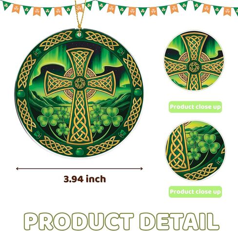Shamrock Ornament Celtic Cross, Irish Gifts for Women Men, Irish Home Decor, St Patricks Hanging Ornament for Tree & Window, Meaningful Blessing for Family & Friends, St. Patricks Day Accessories in Saudi Arabia