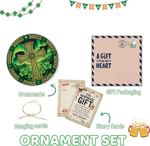 Shamrock Ornament Celtic Cross, Irish Gifts for Women Men, Irish Home Decor, St Patricks Hanging Ornament for Tree & Window, Meaningful Blessing for Family & Friends, St. Patricks Day Accessories in Saudi Arabia