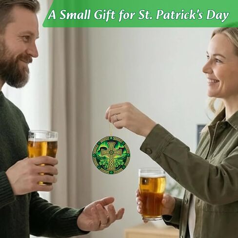 Shamrock Ornament Celtic Cross, Irish Gifts for Women Men, Irish Home Decor, St Patricks Hanging Ornament for Tree & Window, Meaningful Blessing for Family & Friends, St. Patricks Day Accessories in Saudi Arabia