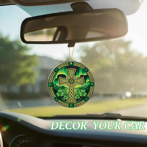 Shamrock Ornament Celtic Cross, Irish Gifts for Women Men, Irish Home Decor, St Patricks Hanging Ornament for Tree & Window, Meaningful Blessing for Family & Friends, St. Patricks Day Accessories in Saudi Arabia
