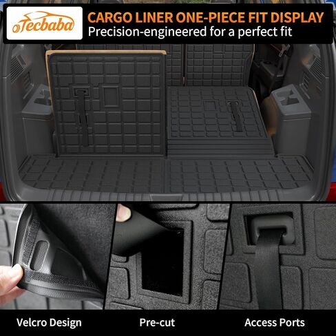 بطانة البضائع متوافقة مع 2024-2026 Hyundai Santa Fe 6&7 Seater Kick Mats Trunk Mat TPE غطاء المقعد الخلفي حامي 2025 Santa Fe Accessories (سجادات ركلة الصف الثاني + حصيرة صندوق السيارة مع حصيرة مسند الظهر) in Kuwait