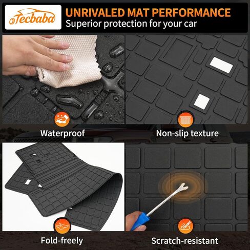 بطانة البضائع متوافقة مع 2024-2026 Hyundai Santa Fe 6&7 Seater Kick Mats Trunk Mat TPE غطاء المقعد الخلفي حامي 2025 Santa Fe Accessories (سجادات ركلة الصف الثاني + حصيرة صندوق السيارة مع حصيرة مسند الظهر) in Kuwait