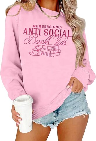 VVNTY Book Sweatshirts for Women: Funny Book Lover Long Sleeve Shirt Reading Pullover Tops in Saudi Arabia