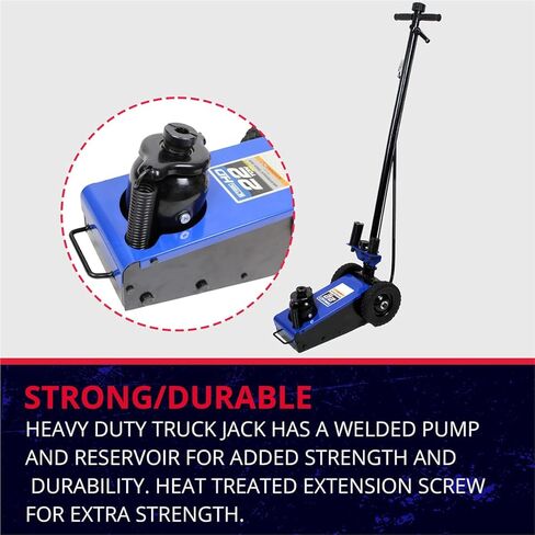 K Tool International 63197 22 Ton Automotive Air Truck Jack for Garages, Repair Shops, and DIY, 44,000 lbs. Capacity, Hydraulic Lift Range 8.67"- 13.5", RAM Wiper Seal, 100-120 PSI, Welded Pump, Blue in Saudi Arabia