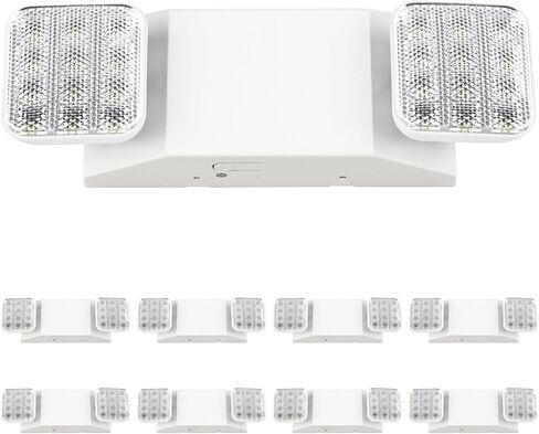 Sunco 8 مصابيح LED للطوارئ، إضاءة تجارية للأعمال، انقطاع التيار الكهربائي، المكاتب، مع بطارية احتياطية (90 دقيقة)، حامل على الحائط، سلك صلب، 120-277 فولت، مقاوم للحريق (94 فولت-0) UL in Saudi Arabia