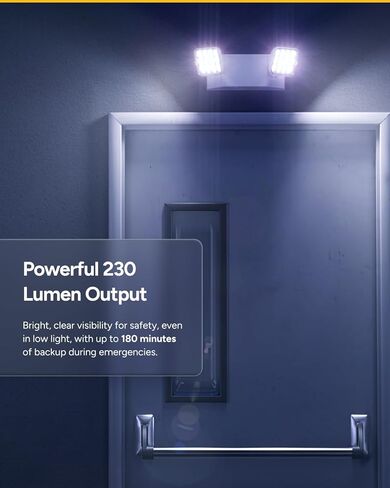 Sunco 8 مصابيح LED للطوارئ، إضاءة تجارية للأعمال، انقطاع التيار الكهربائي، المكاتب، مع بطارية احتياطية (90 دقيقة)، حامل على الحائط، سلك صلب، 120-277 فولت، مقاوم للحريق (94 فولت-0) UL in Saudi Arabia