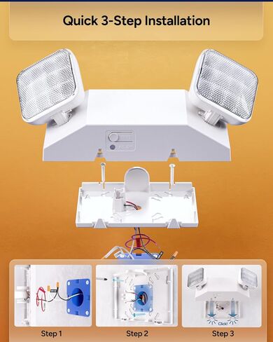 Sunco 8 مصابيح LED للطوارئ، إضاءة تجارية للأعمال، انقطاع التيار الكهربائي، المكاتب، مع بطارية احتياطية (90 دقيقة)، حامل على الحائط، سلك صلب، 120-277 فولت، مقاوم للحريق (94 فولت-0) UL in Saudi Arabia