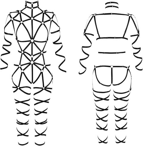 Women's Body Harness Bra Full Waist Garter Punk Gothic Carnival Elastic Adjustable Dance Bra Costume Accessories in Saudi Arabia