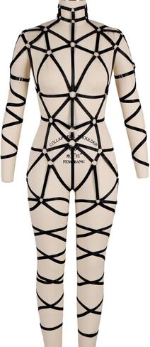 Women's Body Harness Bra Full Waist Garter Punk Gothic Carnival Elastic Adjustable Dance Bra Costume Accessories in Saudi Arabia