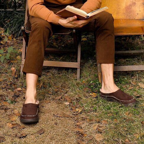 مجموعة Zigzagger للشتاء والربيع مكونة من زوجين مقاس 7-8 و15، شباشب رجالية سهلة الارتداء، أحذية منزلية مريحة ودافئة للاستخدام الداخلي/الخارجي، شباشب واسعة منفوشة، لون القهوة والبارد in Kuwait