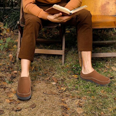 مجموعة Zigzagger للشتاء والربيع مكونة من زوجين مقاس 7-8 و15، شباشب رجالية سهلة الارتداء، أحذية منزلية مريحة ودافئة للاستخدام الداخلي/الخارجي، شباشب واسعة منفوشة، لون القهوة والبارد in Kuwait