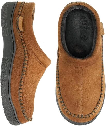 مجموعة Zigzagger للشتاء والربيع مكونة من زوجين مقاس 7-8 و15، شباشب رجالية سهلة الارتداء، أحذية منزلية مريحة ودافئة للاستخدام الداخلي/الخارجي، شباشب واسعة منفوشة، لون القهوة والبارد in Kuwait