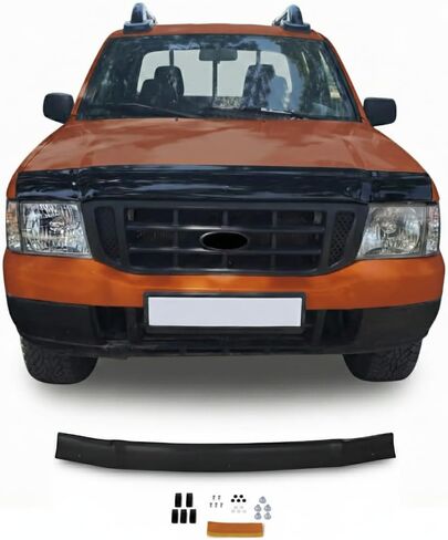 غطاء محرك السيارة منحرف درع الحشرات يناسب فورد رينجر 2002-2006 | واقي غطاء الحماية الأمامي Bugflector | إكسسوارات خارجية للسيارات باللون الأسود in Kuwait