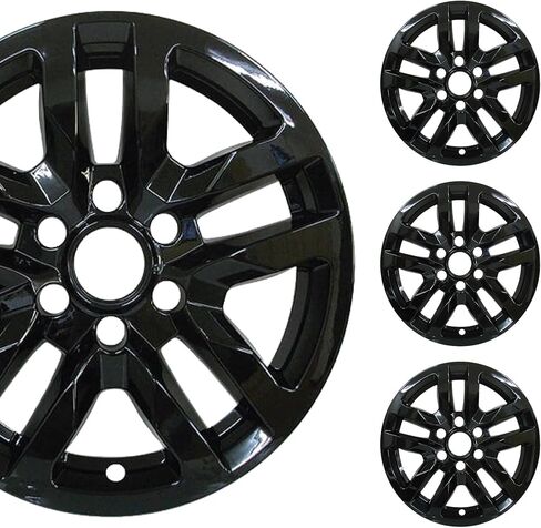 18" Gloss Black Wheel Skin Set Made for Chevrolet Silverado 1500 LT (2019-22), Tahoe LS/LT (21-24), Suburban LS/LT (21-24) | Durable ABS Plastic Cover - Fits Directly Over OEM Wheel in Saudi Arabia