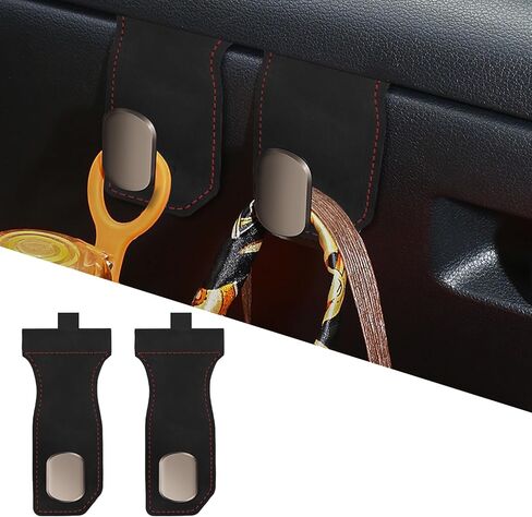 Car Glove Box Purse Hooks (2 Pack) - Vegan Leather Dashboard Hanger for Handbag & Grocery Bags, No-Adhesive Passenger Seat Organizer (Black) in Kuwait